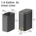 thumbnail image 3 of KSSKSS 1.6 Gallon/6L Small Bathroom Steel Step Trash Can, Soft-Close Lid & Fingerprint-Proof, Slim Wastebasket for Narrow Spaces (Black), 3 of 8