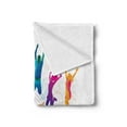 thumbnail image 2 of Youth Soft Flannel Fleece Blanket, Active Dancing Jumping People Vibrant Silhouettes with Musical Notes Joyful Festival, Cozy Plush for Indoor and Outdoor Use, 60" x 80", Multicolor, by Ambesonne, 2 of 5