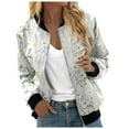 thumbnail image 2 of XMHJSMD Women Trendy Casual Zip Up Floral Print Coat Outerwear Lightweight Long Sleeve Fall Workout Running Jacket(Gray,Xxl), 2 of 5
