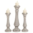 thumbnail image 1 of Fancy Ceramic Silver Candle Holder Set Of 3, 1 of 2