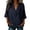 Navy, variant on Womens 3/4 Length Sleeve Top V Neck Wrap Draped Front Blouses Palazzo Streetwear Tops Black,S