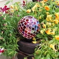 thumbnail image 5 of Sunnydaze Magenta Medley Round Mosaic Glass Plant Watering Bulb with Clay Watering Spike, 5 of 9