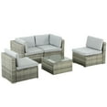 thumbnail image 5 of Dextrus 5 Piece Outdoor Patio Set, Wicker Sectional Sofas Rattan Conversation Set with Cushions, Pillows and Coffee Table, 5 of 6
