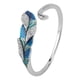 thumbnail image 5 of Anillo abierto Plata de ley S925 Anillo abierto ajustable en forma de pluma degradado azul verde platino deslumbrante, 5 of 5