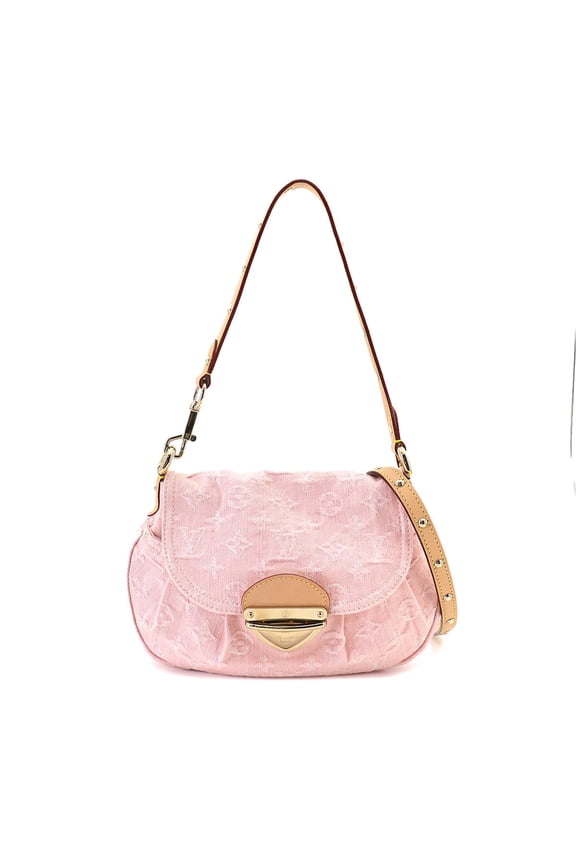 Pre-Owned Louis Vuitton LV Remix Sunset 2-way Shoulder Handbag Monogram Denim Washed Pink...