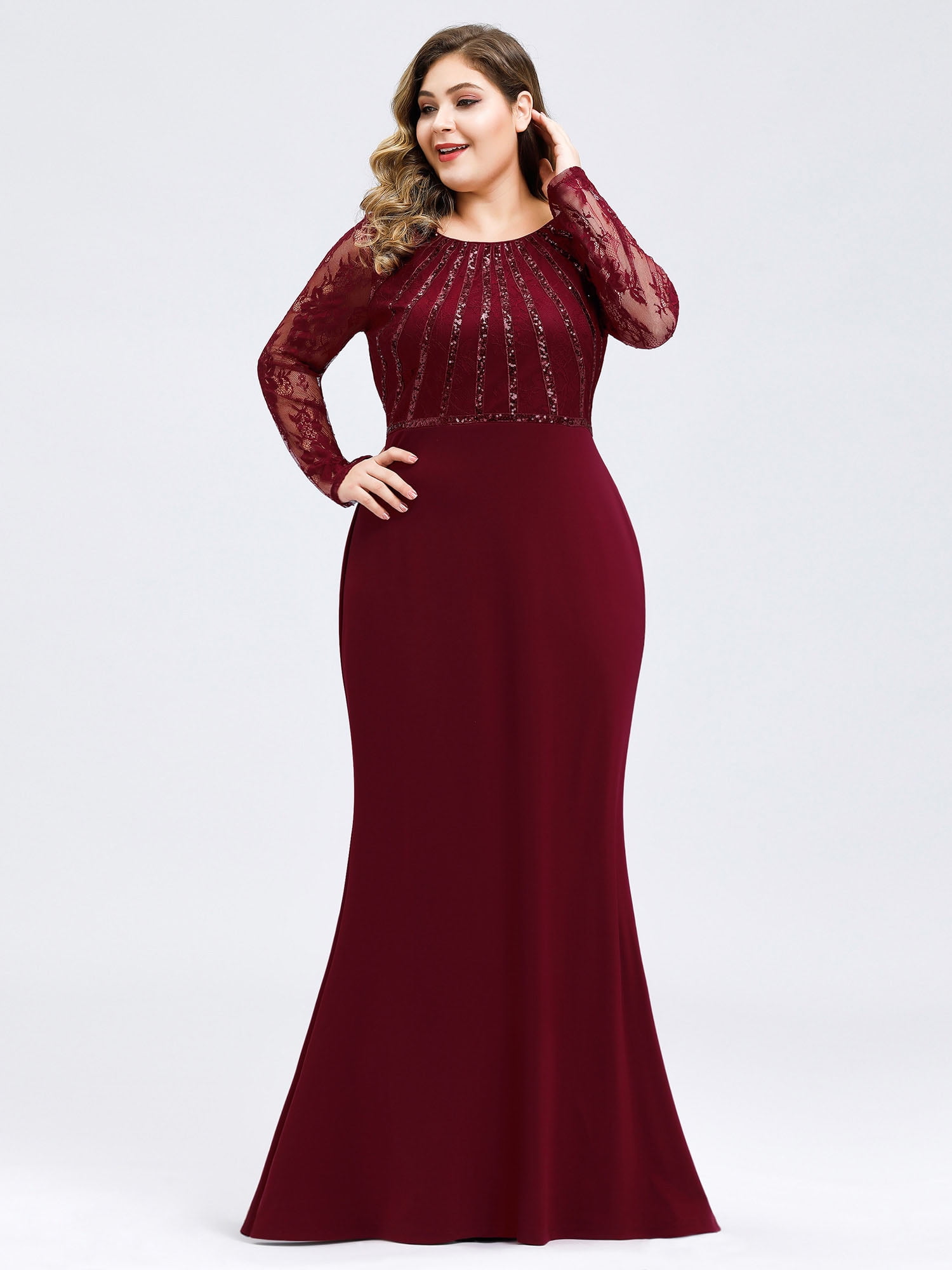 women's plus size burgundy dress