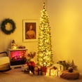 thumbnail image 3 of Gymax 7 ft Pre-Lit Artificial Christmas Tree Slim Pencil Xmas Tree Holiday Party Decor, 3 of 10