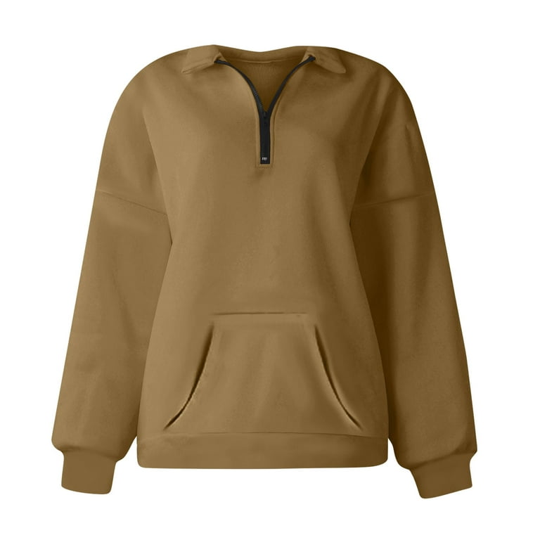 Sksloeg Womens Half Zip Sweatshirt Oversized Long Sleeve Collar Drop  Shoulder Black 1/4 Zipper Pullover Jacket,Black S 