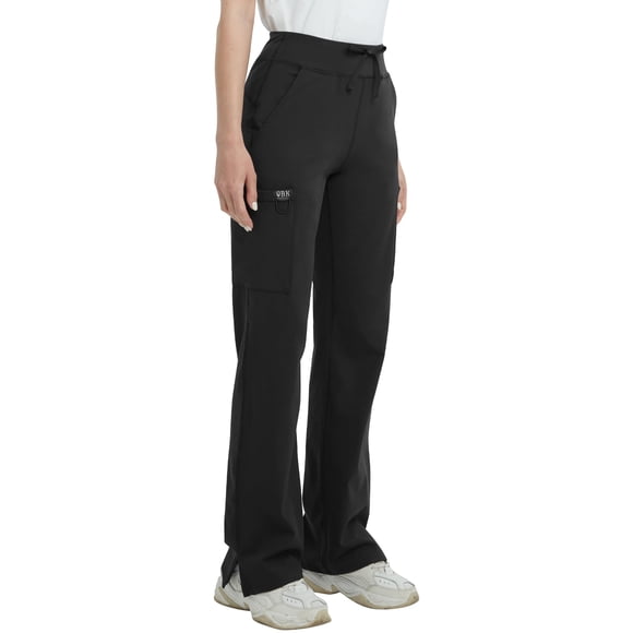 Pantalón QBK de yoga de tiro alto, pierna ancha, cargo, negro, talla S