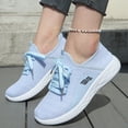 thumbnail image 4 of pwidon Women's Walking Sneakers Lightweight Lace Up Athletic Running Shoes Breathable Fly Knit Casual Sport Trainers Grey Black Blue 8, 4 of 6