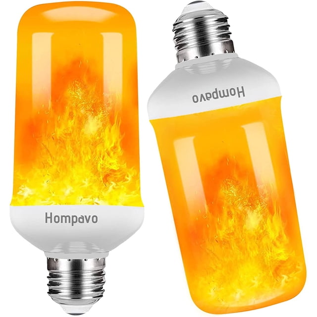 Hompavo 【Actualizado】 Bombillas LED de llama, 4 modos de bombillas parpadeantes con efecto al revés, bombilla de llama base E26/E27 para Halloween, Navidad, fiesta, decoración del hogar interior y ext
