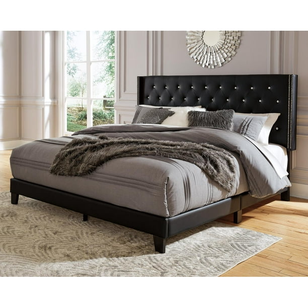 Black Queen Upholstered Bed, Ashley Furniture Upholstered Headboard King Size Metal Legs Black White