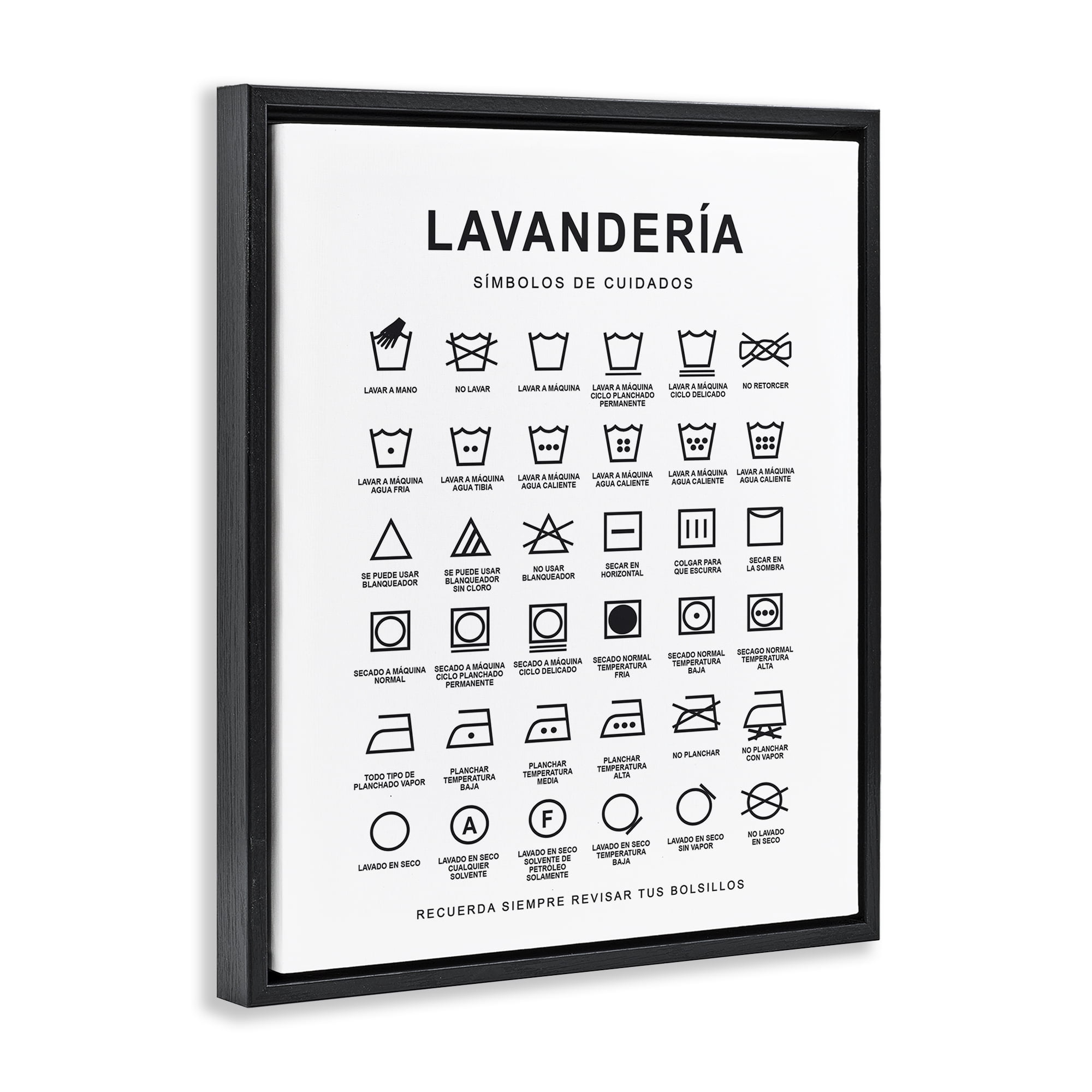 Stupell Industries Guía de Lavado de Ropa Bath & Laundry Painting Black Floater Framed Art Print Wall Art, 17 x 21
