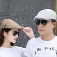 thumbnail image 4 of Tnobhg Women Men Solid Color Peaked Cap Quick Drying Breathable Sun Protection Casual Retro Style Beret Cap, 4 of 8