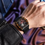 GUANQIN Men Japan Automatic Mechanical Luminous Tonneau Design Stainless Steel/Leather/Rubber Wrist Watch Skeleton Tourbillon Sapphire Crystal Waterproof Self-Winding Clock