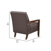 Lenie Accent Armchair- Button Tufted Dark Brown Leather- Wood Frame