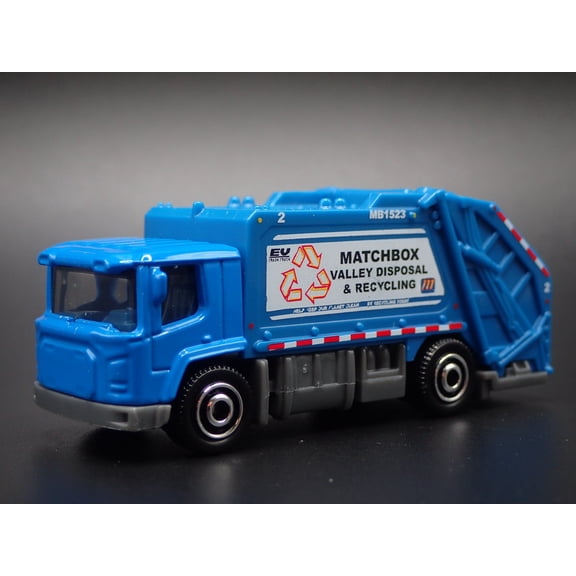 Open Box MODERN EV GARBAGE RECYCLING TRASH TRUCK BLUE 1/64 MB SCALE DIECAST MODEL CAR