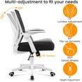thumbnail image 6 of REKHH Desk Chair Mesh Computer Office Chair with Wheels Ergonomic Height Adjustable Swivel Flip-up Arms and Lumbar Support, White, 6 of 8