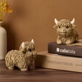 thumbnail image 2 of Scottish highland cow resin statue cuteartificial calf ornament scandinavian home desktop decoration gift, 2 of 10