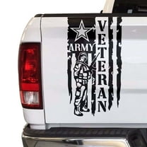 Veteran Army Retired Soldier Distressed American USA US Flag Truck Tailgate Vinyl Decal Compatible with Most Pickup Trucks U.S. Army Sticker USMC USAF US Navy Decal (11" x 20", Black)