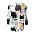 thumbnail image 4 of White 3/4 Length Sleeve Tshirts for Women Fall Summer Boat Neck Cat Graphic Loose Fit Lounge Kawaii Tee Shirt Tops Womens 2025 Clothing Fashion L, 4 of 5