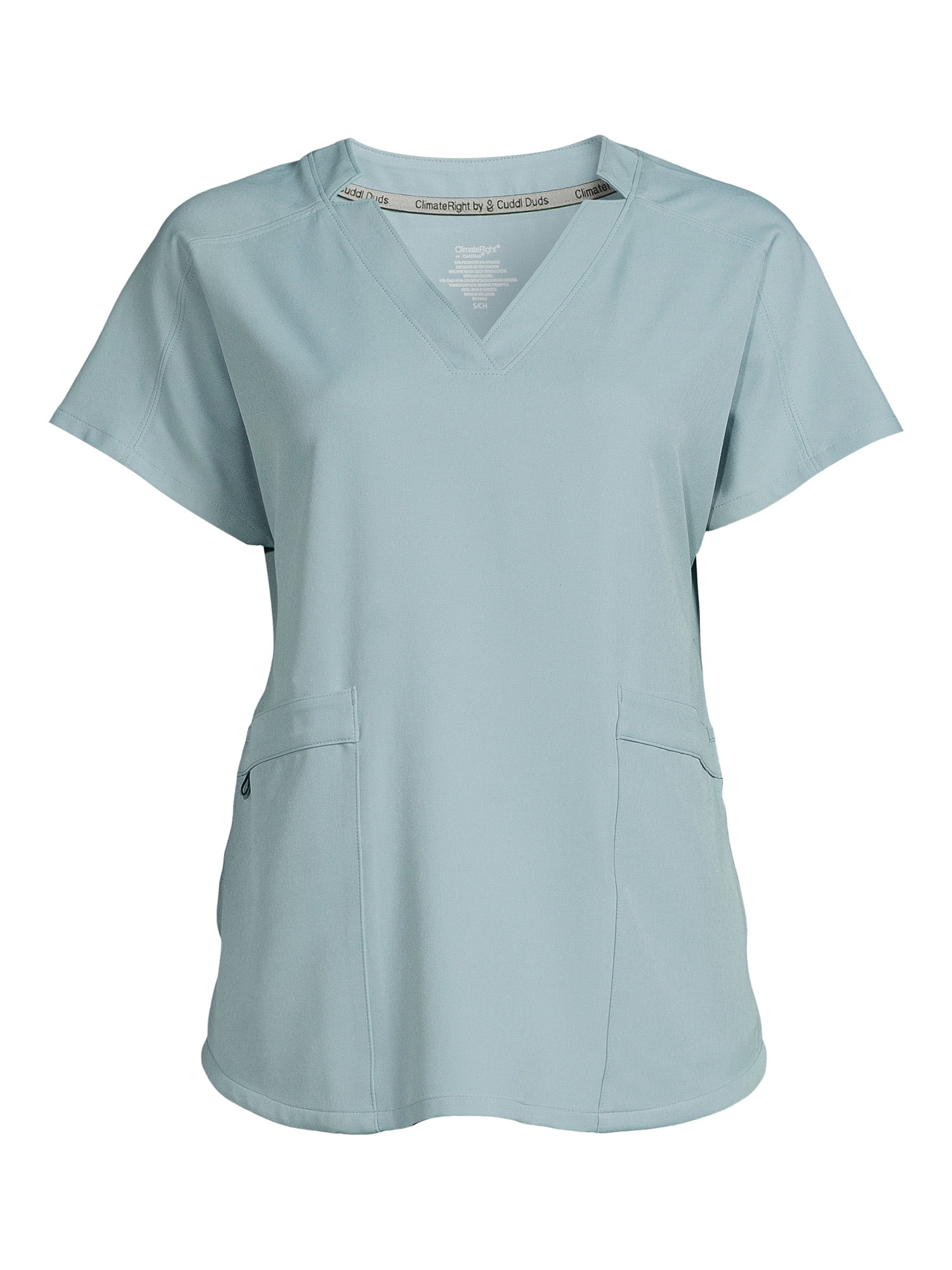 ClimateRight by Cuddl Duds Women’s and Women's Plus V-Neck Scrub Top with Anti-Bacterial Technology