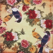 Decoupage Paper Napkins with Vintage Floral Pattern, Printting Peony Birds Decorative Dinner Tea Party Shower, 20 Count