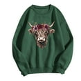 thumbnail image 4 of NTACZA Womens Sweatshirts Trendy Long Sleeve Green Cow Print Crew Neck Sweatshirts Ladies Sweatshirts S, 4 of 4