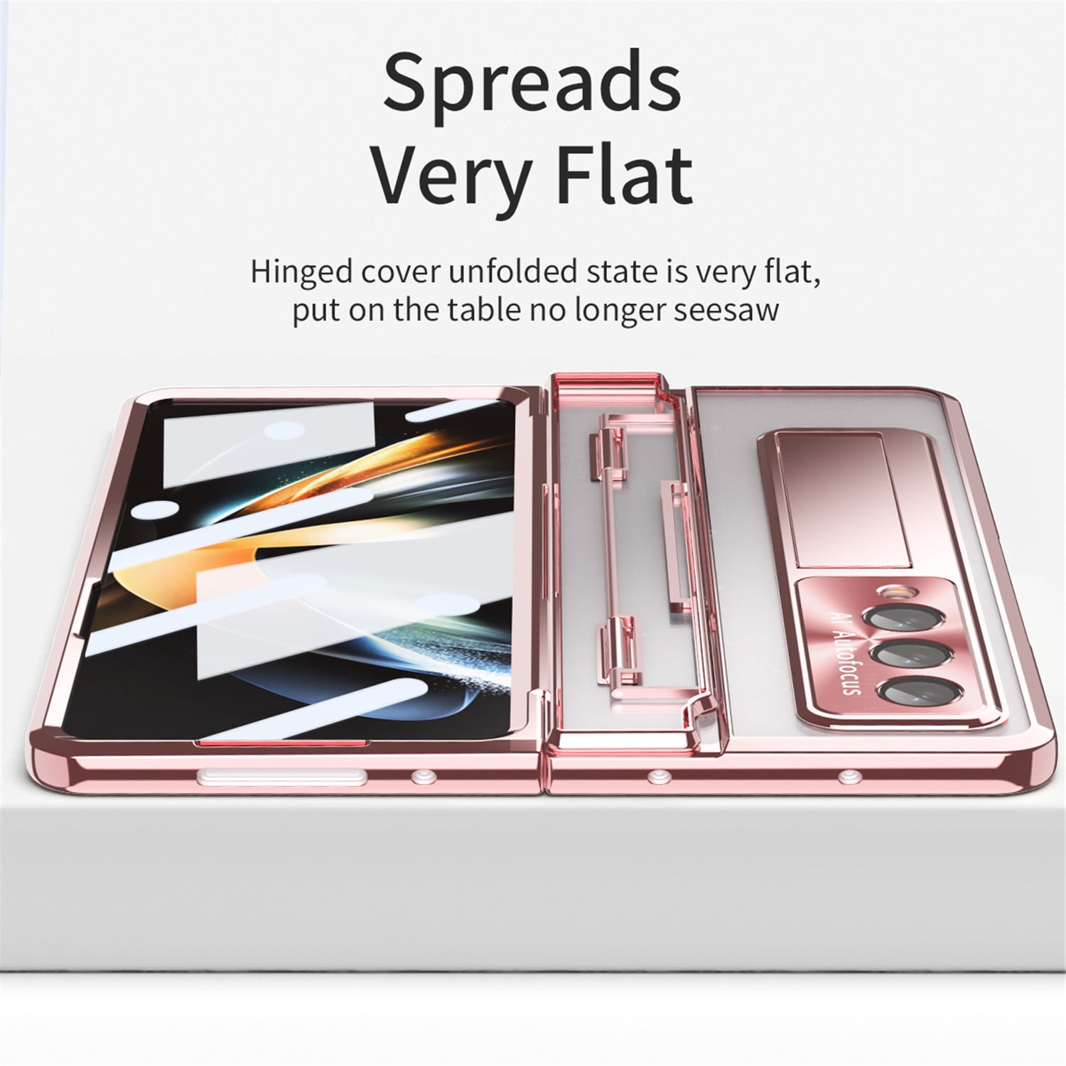 for Samsung Galaxy Z Fold 4 2022 Case, Luxury Plating Shockproof Drop Protection Phone Case for Samsung Galaxy Z Fold 4 5G 7.6 inch, Rosegold
