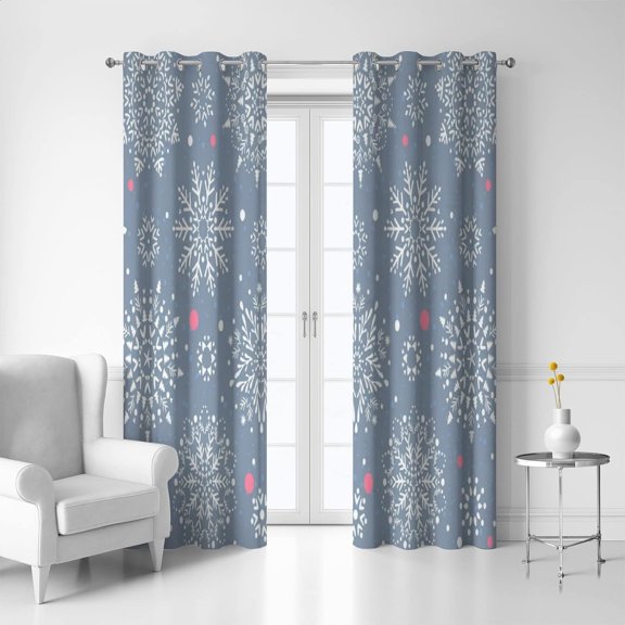 Coolnut Room Darkening Window Curtains Panels Drapes Snowflake Circle Thermal Insulated Grommet Blackout Curtains 84x55in 2 Panels