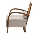 thumbnail image 4 of Baxton Studio Classic Rubber Wood Polyester PE Rattan Solid Print Armchair, Walnut Brown, 4 of 9