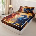 thumbnail image 2 of Metsweet Blue Orange Dragon Zipper Full Size Comforter Sets with Fitted Sheet and 2 Pillowcases, Maple Leaves Zipper Bedding Set, Red Blue,4pcs, 2 of 6