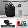 thumbnail image 2 of Backpack Cooler 24 Cans Insulated Double Deck Soft Coolers Bag Lightweight Lunch  Pack Women Men for Beach Travel Work Fishing, Black, 2 of 4