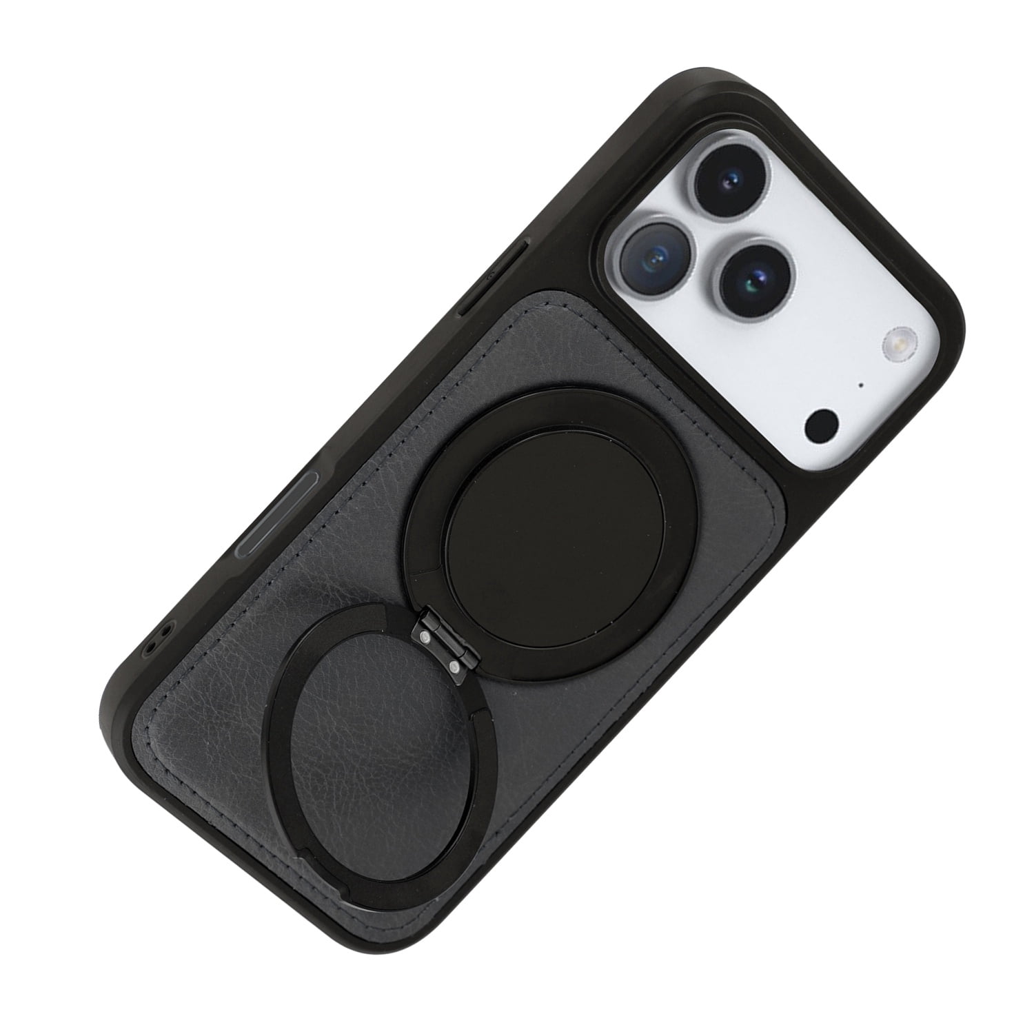 Slim Leather Case with Wireless Charging Kickstand for iPhone 17 Pro Max - Black