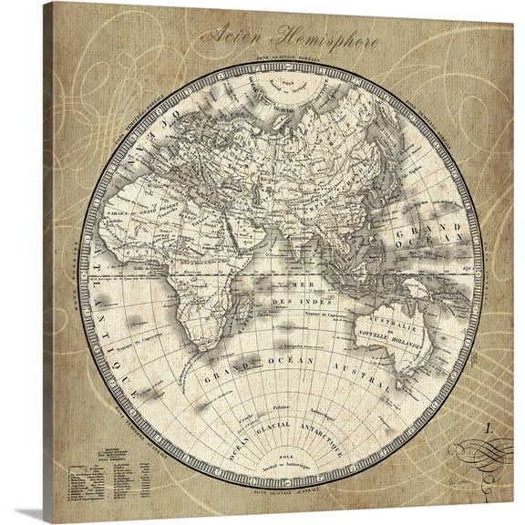 Great BIG Canvas | "French World Map II" Canvas Wall Art - 24x24