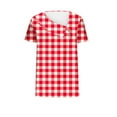 thumbnail image 4 of Womens Short Sleeved Shirt With Checkered Printed Button Casual T-shirt Top, 4 of 4