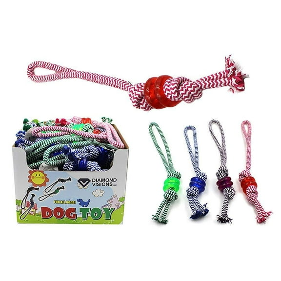 Diamond Visions 01-1667 Dog Rope Toy with Plastic Rings MultiPack in Assorted Colors 2 Rope Toys