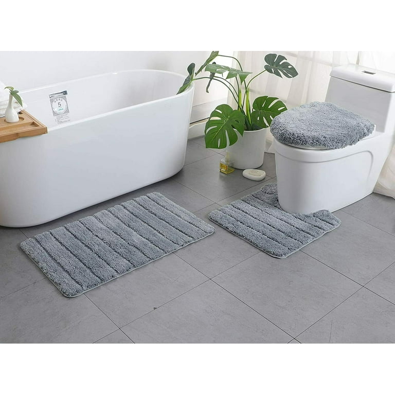 3 Piece Shaggy Chenille Bath Mat Sets, Extra Large Bathroom Mats +Bathroom  Rugs + Toilet Mat, Soft, Water Absorbent, Non-Slip, Machine Washable Bath  Rug 