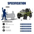 thumbnail image 5 of Licensed Toyota Tacoma Truck Ride on Car, 12volts 3mph Battery Electric Toy Car Jeep for Kids 3-6 Years, Green, 5 of 13
