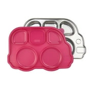 Innobaby Din Din Smart Stainless Divided Platter with Sectional Lid, Stainless Steel Divided Plate for Babies, Toddlers and Kids, BPA free plate - PINK