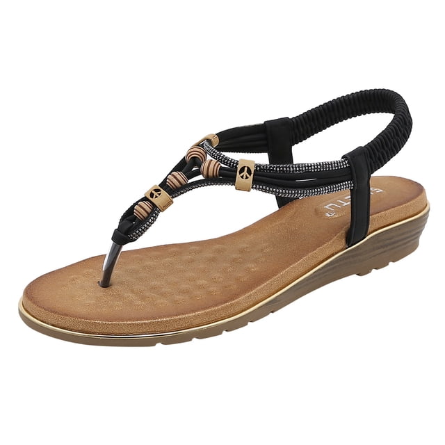 Dsscvnef Women's Summer Sandals Fashion Comfortable Flip Flop on Shoes Lightweight Elastic Band Pattern Design