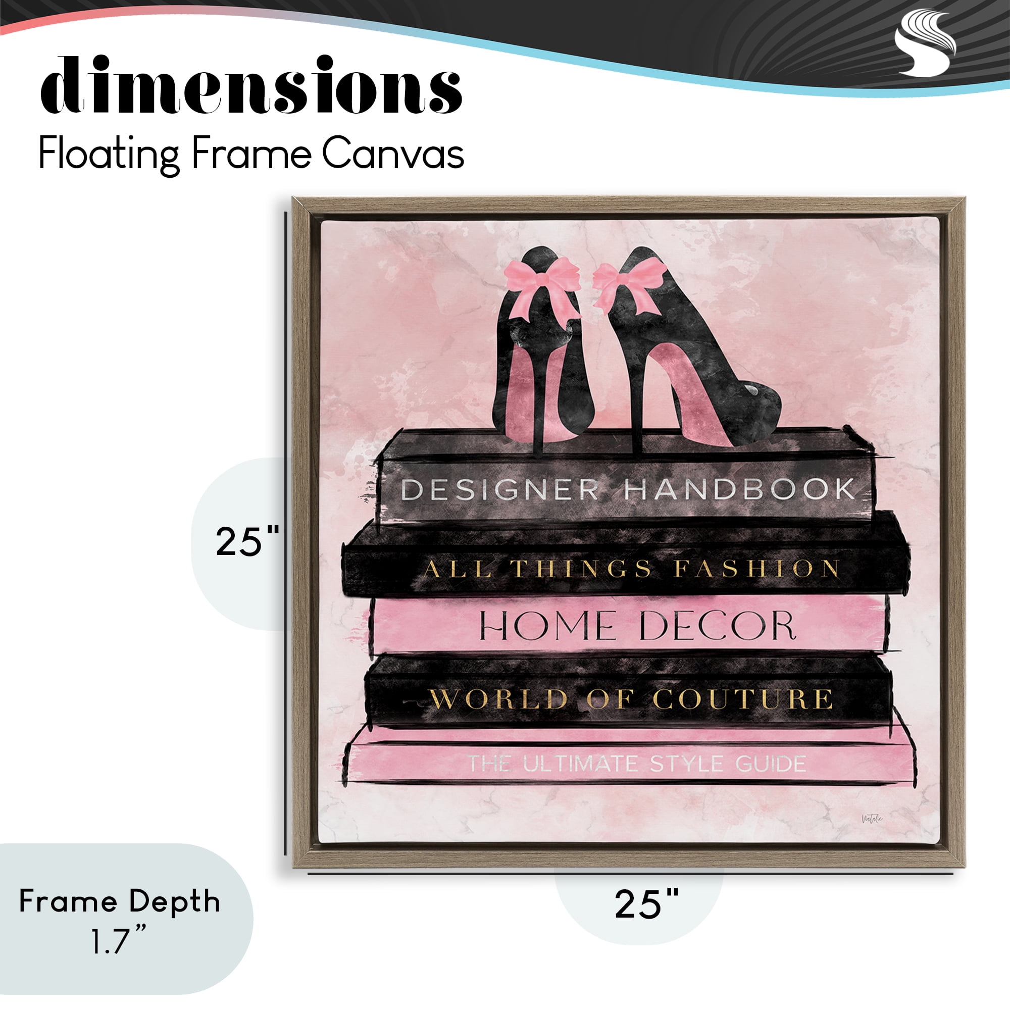 Stupell Industries All Things Fashion Book Stack Brown Framed Floater Canvas Wall Art, design by Natalie Carpentieri