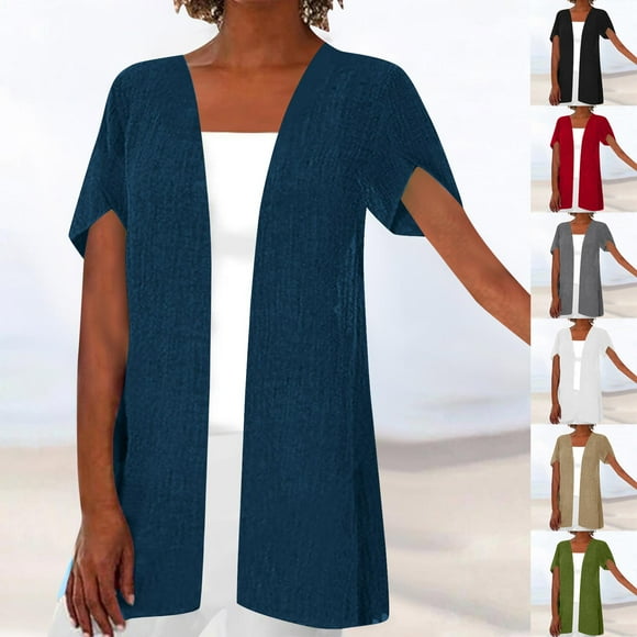 Fall Savings!Shrugs For Women Cropped,Womens Summer Cardigan Shrug ,2024 Women Lightweight Open Front Cardigan Shrugs Plus Size Sweater Outwear Women's Fashionable Cardigan Casual Short Sleeved Top