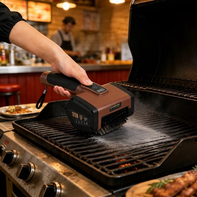 Cepillo eléctrico para parrilla,Cepillo eléctrico para parrilla con cerdas para uso exterior,Limpiador inalámbrico para barbacoas para una limpieza profunda.,Herramienta rotativa de limpieza