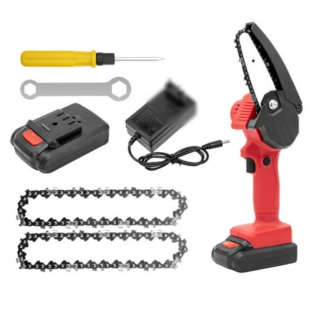 

Electric Chainsaw Cordless Rechargeable One-Hand Lightweight Chain Saw with 2 Pcs Chains for Wood Branch Cutting(2 Batteries)