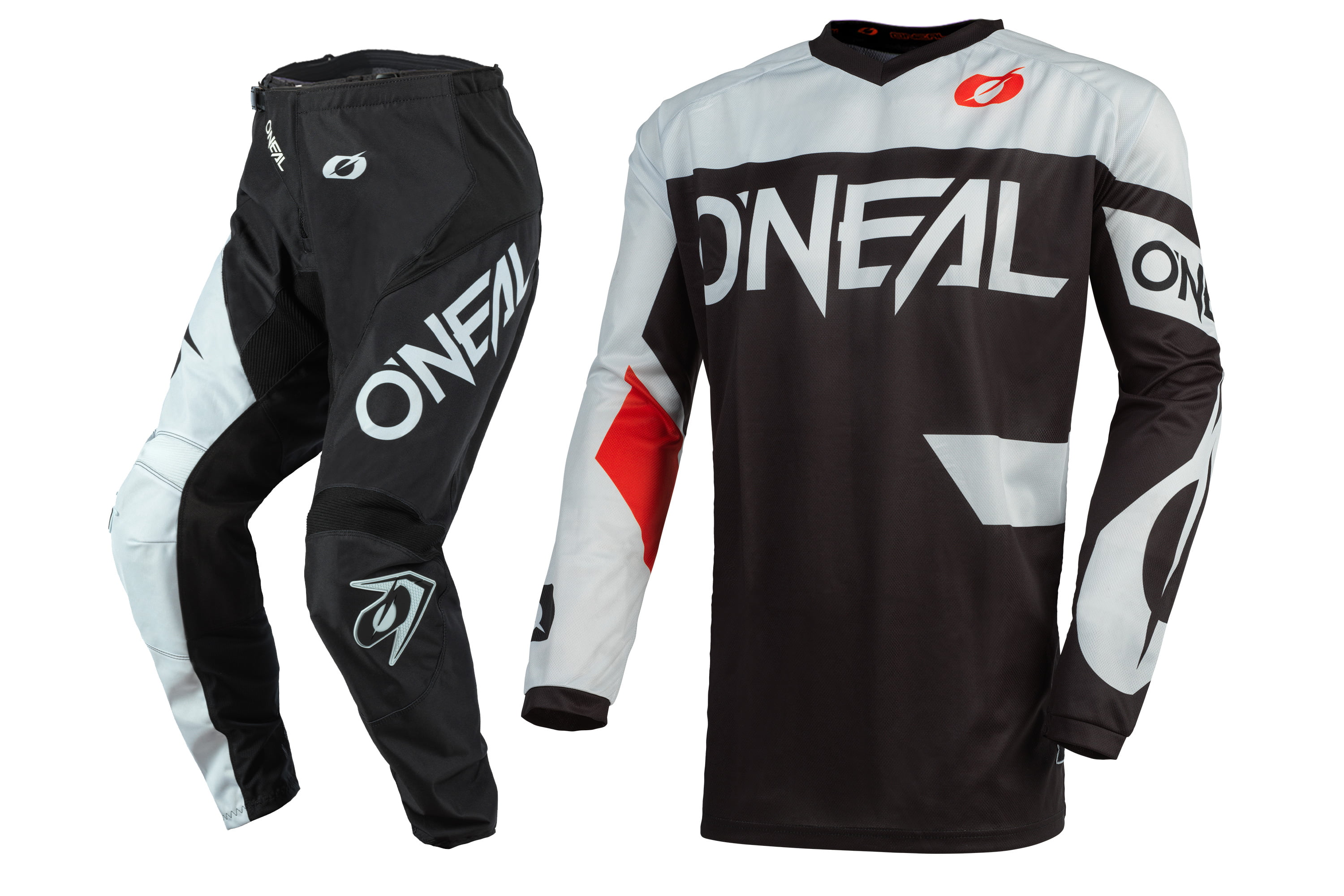 ONeal Element Racewear Black/White Men motocross MX off-road dirt bike Jersey Pants combo riding gear set Pants W38 / Jersey X-Large 