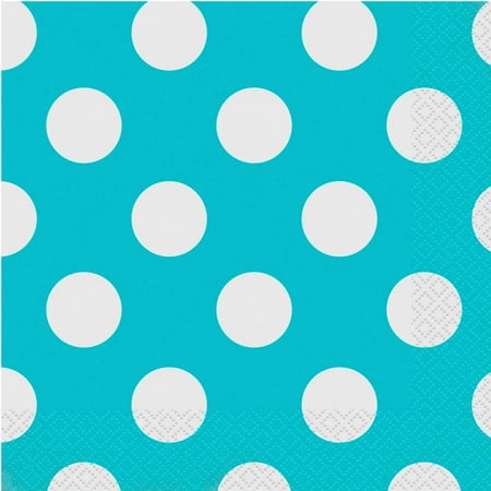 Terrific Teal Polka Dot Party Lunch Napkins, 45ct