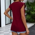 thumbnail image 3 of Summer Tops for Women V Neck Ruffle Sleeve Shirts 2026 Spring Dressy Casual Blouses, Wine XL, 3 of 6