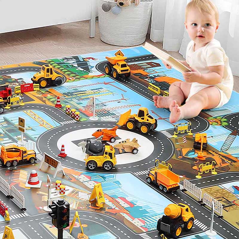 World Map Traffic Road Play Mat Car & Track Toy Baby Carpet Rug Developmetal 