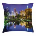 thumbnail image 1 of City Throw Pillow Cushion Cover, North Carolina Marshall Park United States American Night Reflections on Lake Photo, Decorative Square Accent Pillow Case, 24 X 24 Inches, Multicolor, by Ambesonne, 1 of 2